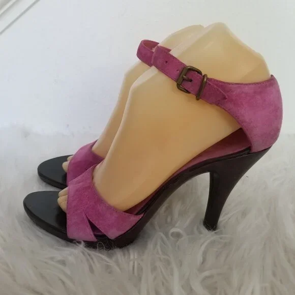 Vintage 90s Kors Michael Kors All Leather Hot Pink Heels 6 1/2 - Picture 4 of 12